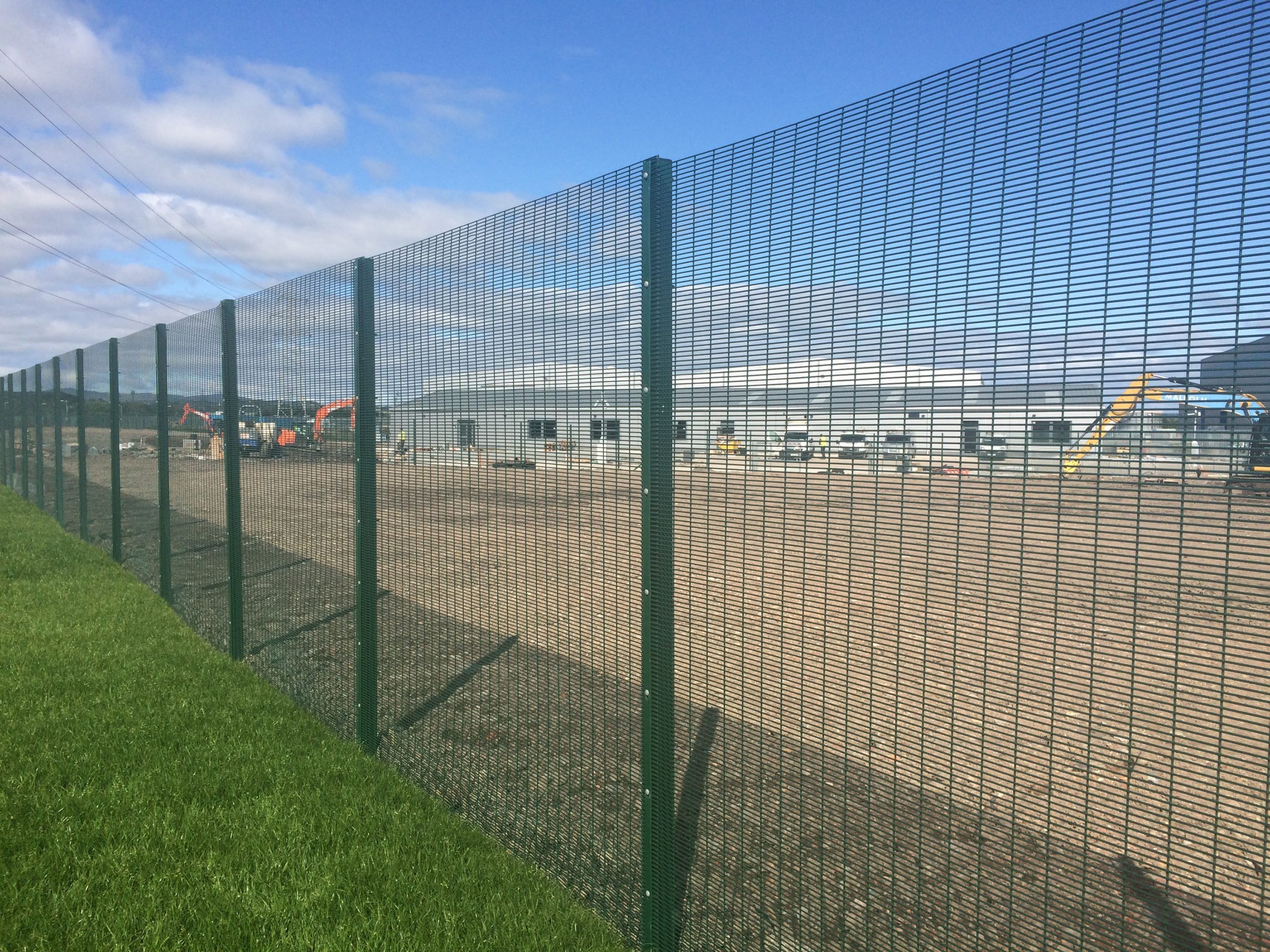 Lochrin 358™ mesh fencing installed around an industrial unit.