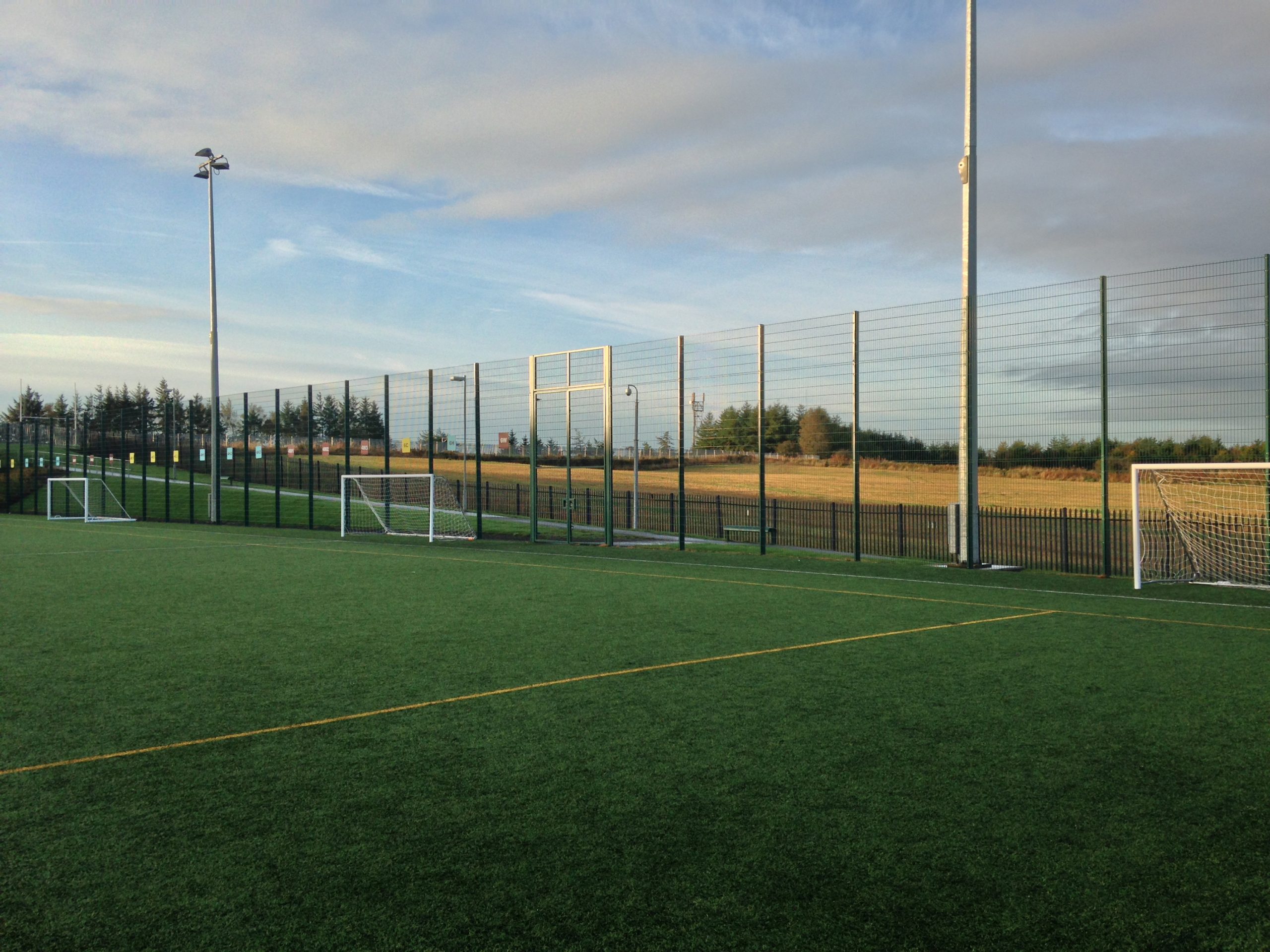 Lochrin BallGUARD™ fencing installed around a football pitch.