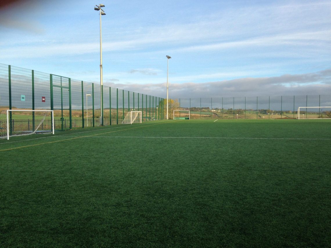 Lochrin BallGUARD™ fencing installed around a football pitch.