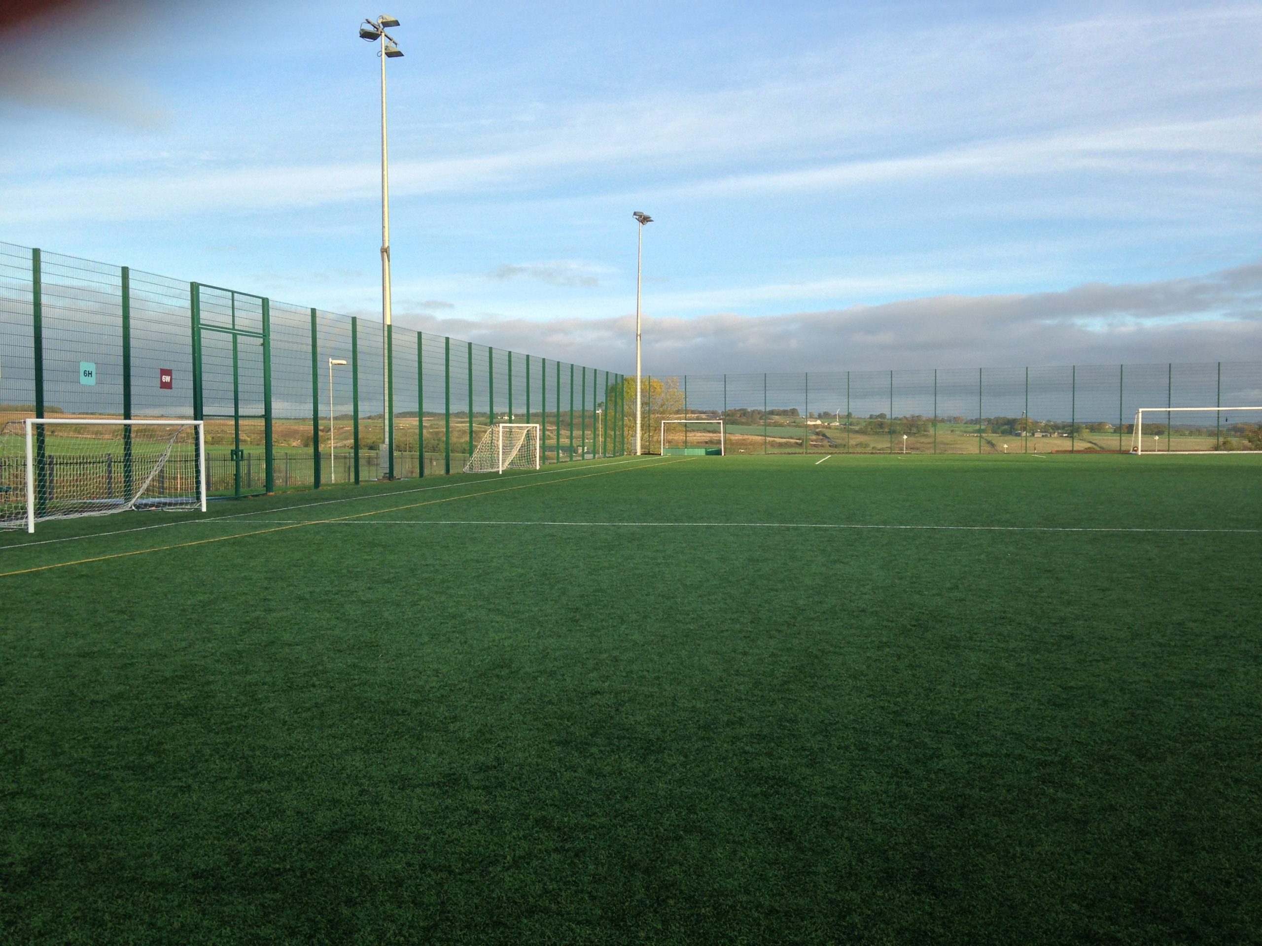 Lochrin BallGUARD™ fencing installed around a football pitch.