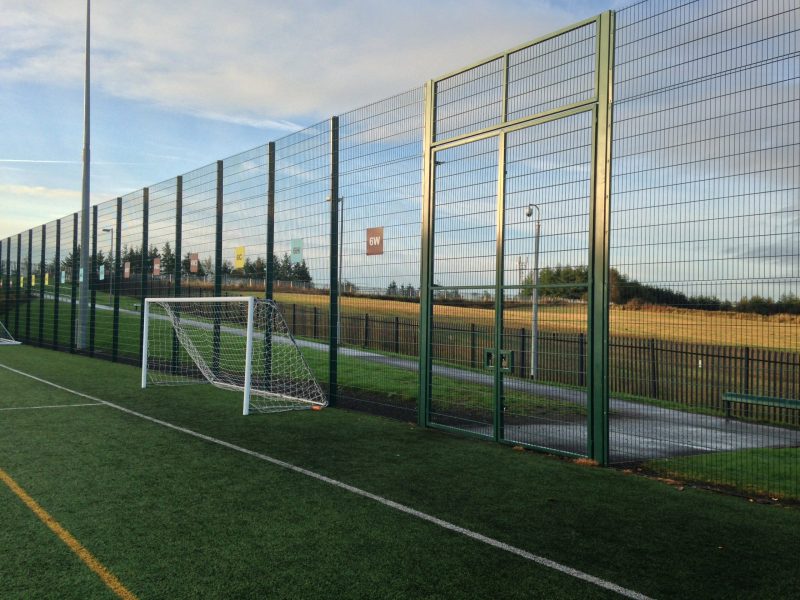 The Lochrin BallGUARD™ mesh fencing system, often used in schools.