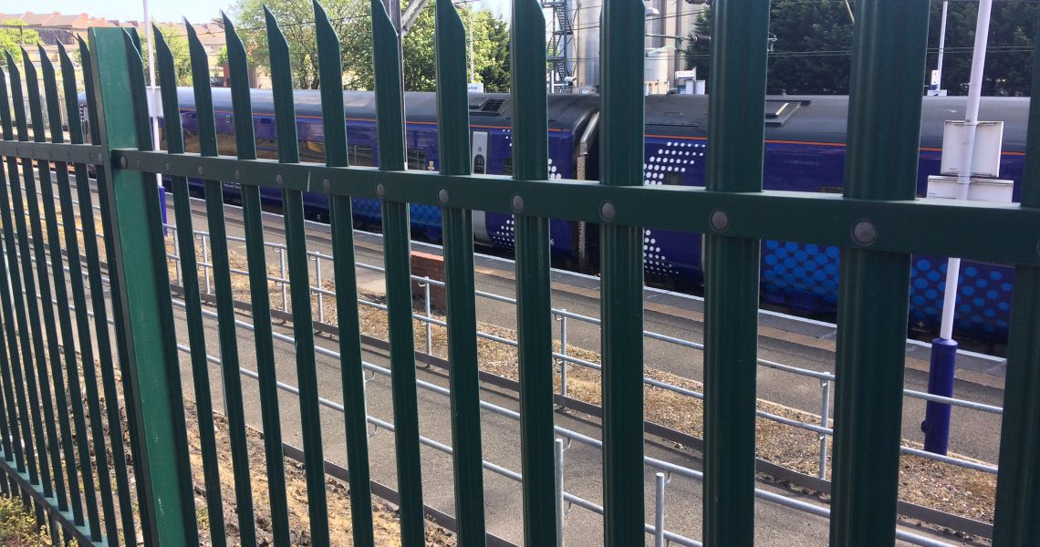 Lochrin Combi fencing installed at a railway station.