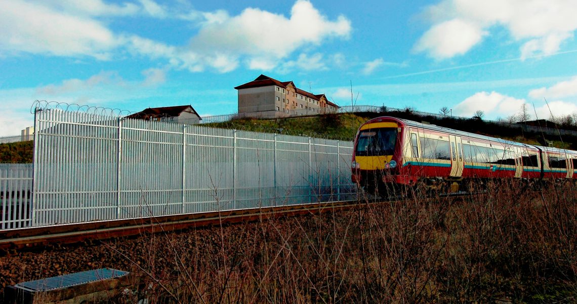 Lochrin Combi CPNI fencing installed alongside a railway.