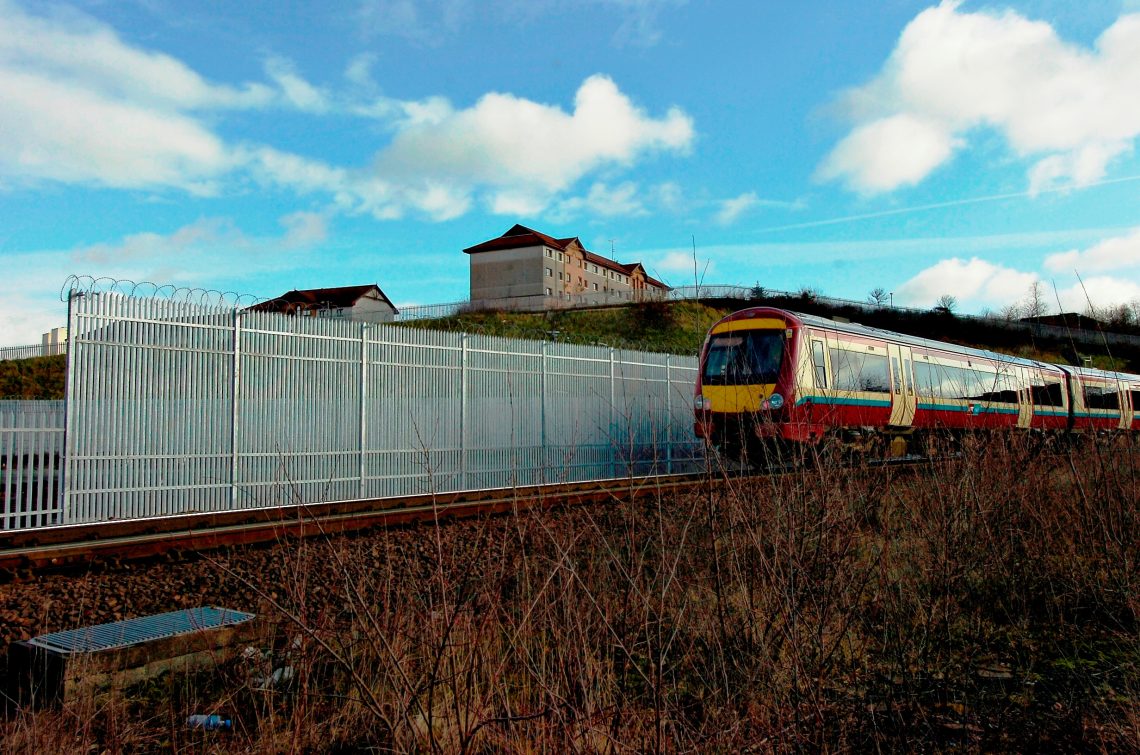 Lochrin Combi CPNI fencing installed alongside a railway.