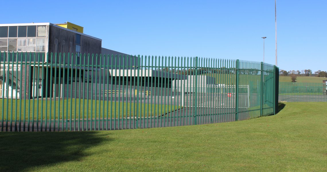 A Lochrin Palisade fencing installation.