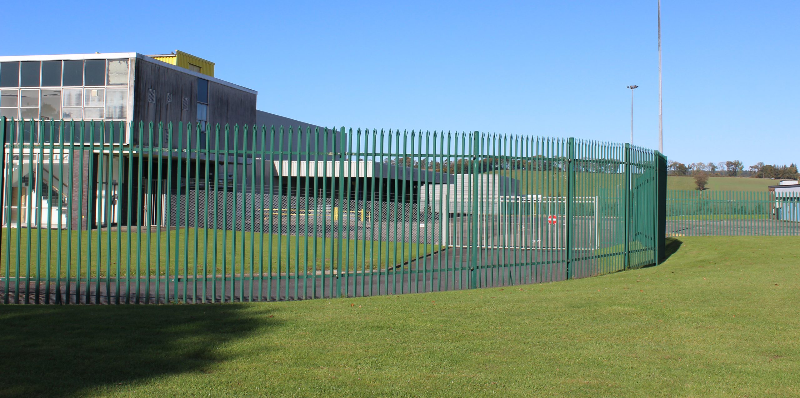 A Lochrin Palisade fencing installation.